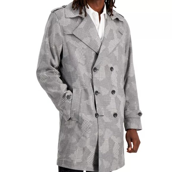 Inc International Concepts Men's Classic-Fit Plaid Trench Coat - Picture 6 of 9